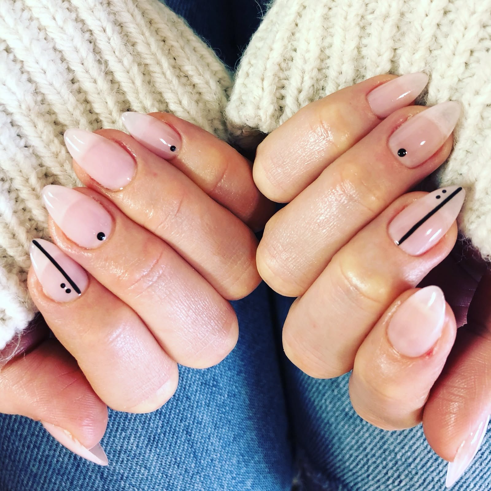 Lilac fine line nail art
